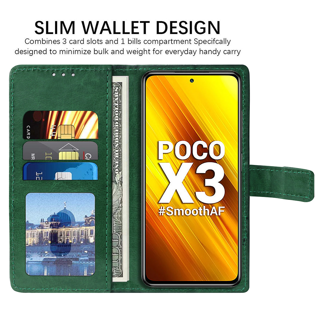 Premium Wallet Flip Cover for Mi Poco X3