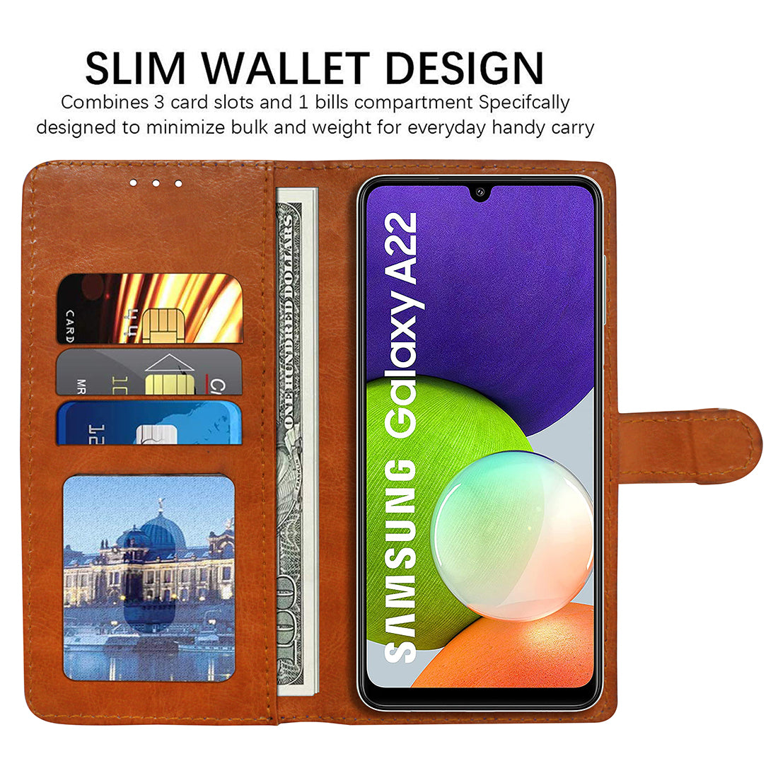 Premium Wallet Flip Cover for Samsung Galaxy A22 / F22