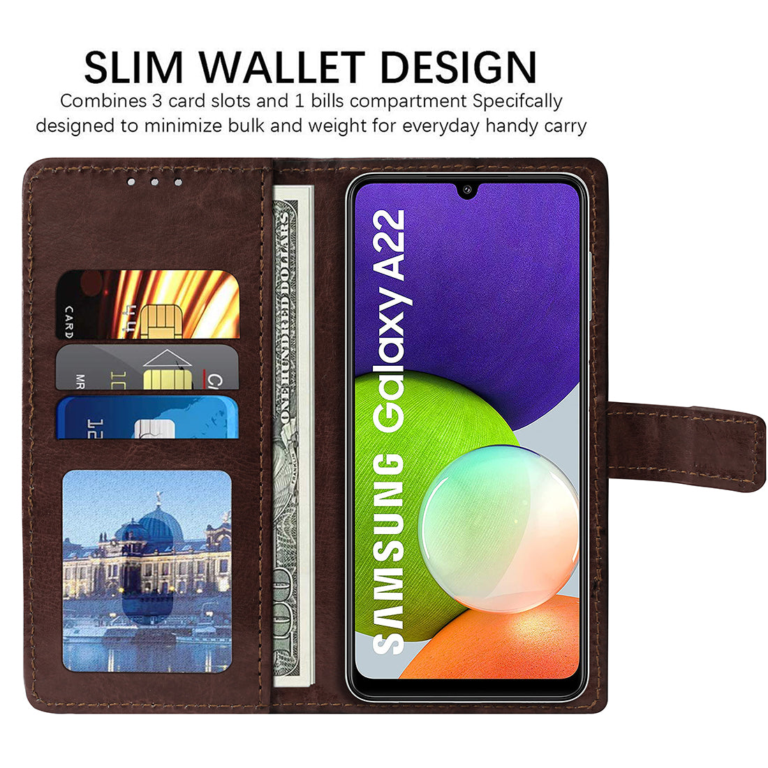 Premium Wallet Flip Cover for Samsung Galaxy A22 / F22