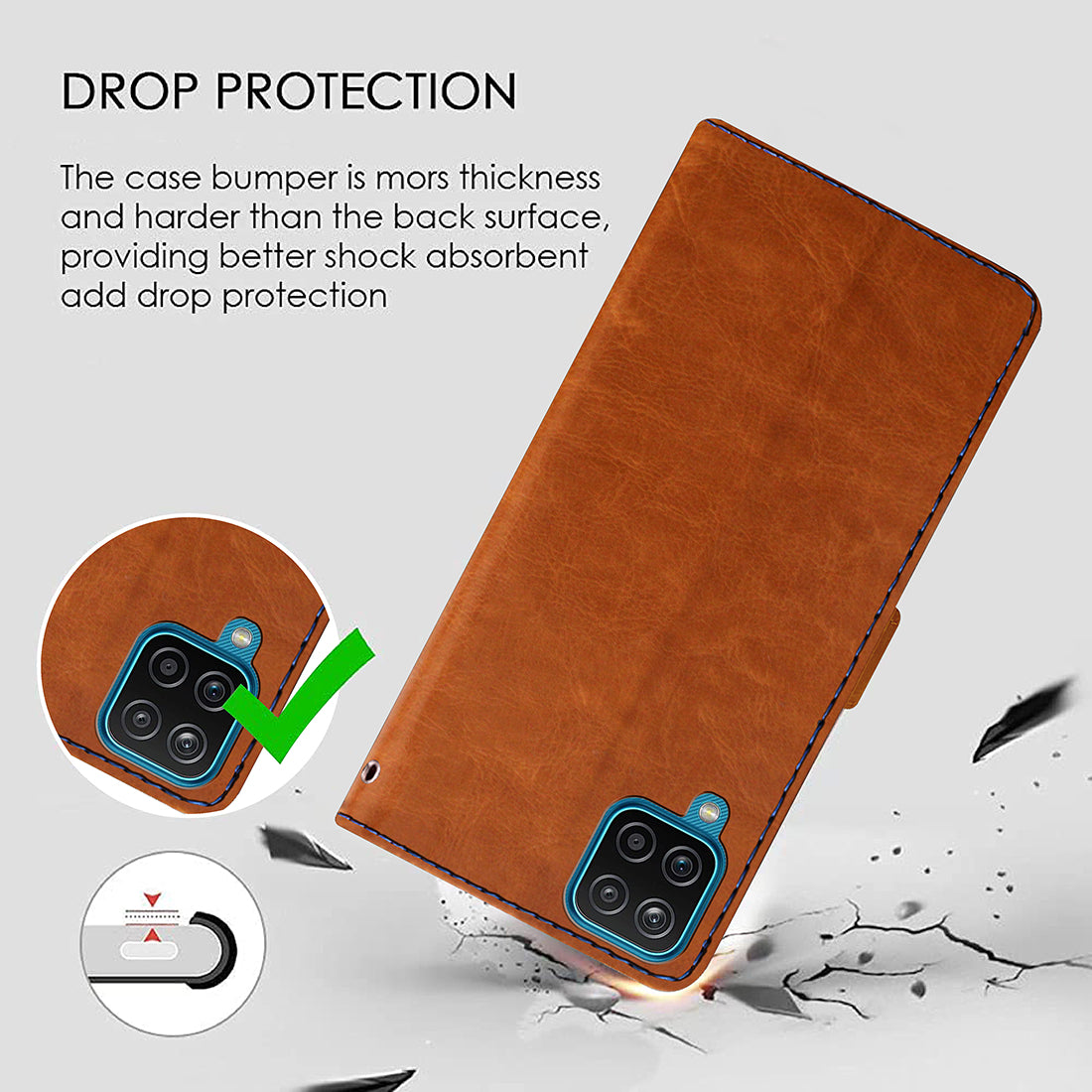 Premium Wallet Flip Cover for Samsung Galaxy M12 / F12