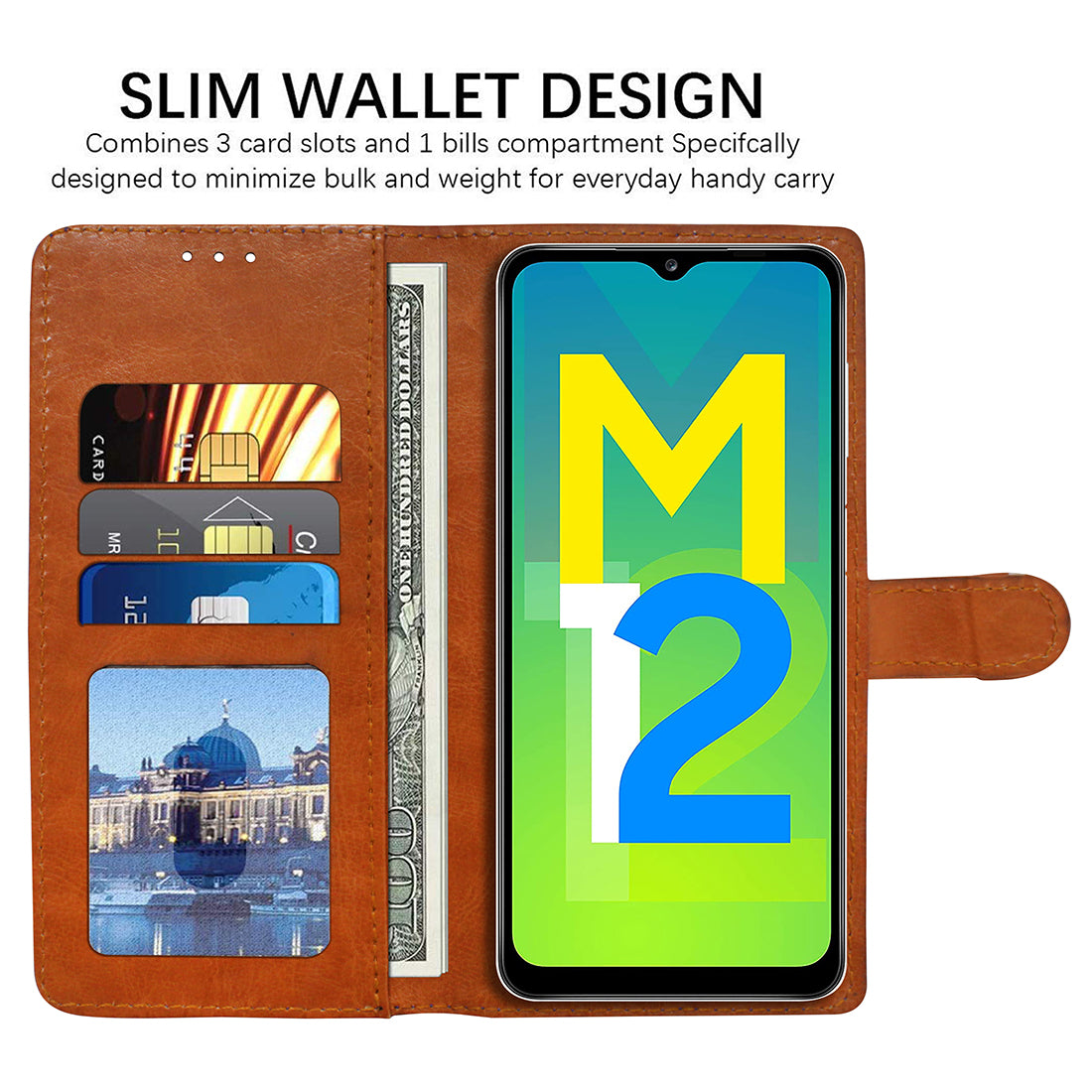 Premium Wallet Flip Cover for Samsung Galaxy M12 / F12