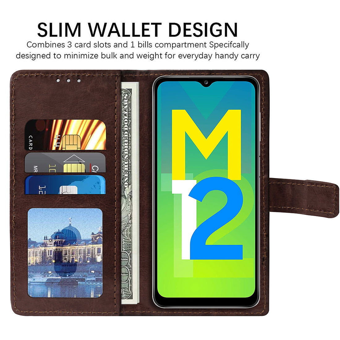 Premium Wallet Flip Cover for Samsung Galaxy M12 / F12