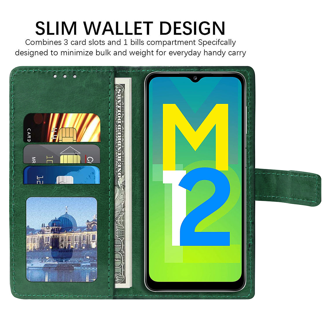 Premium Wallet Flip Cover for Samsung Galaxy M12 / F12