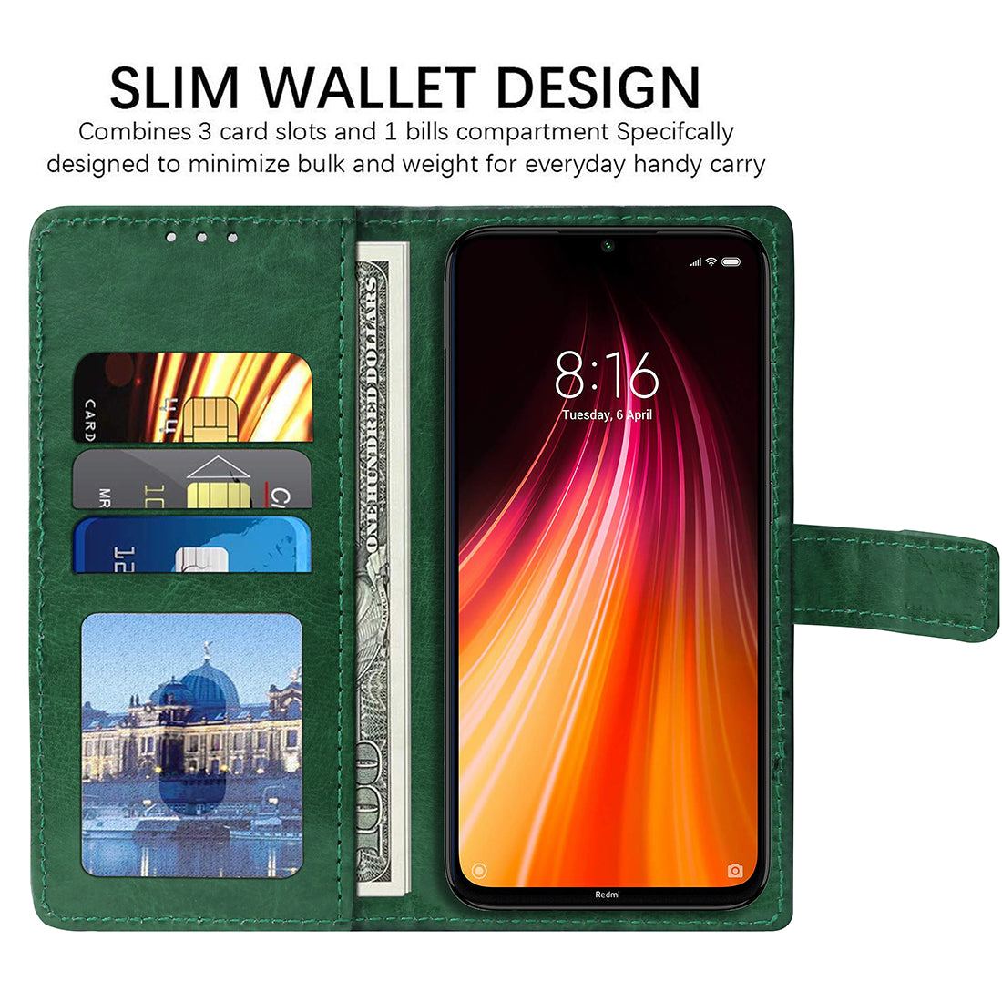 Premium Wallet Flip Cover for Mi Redmi Note 8