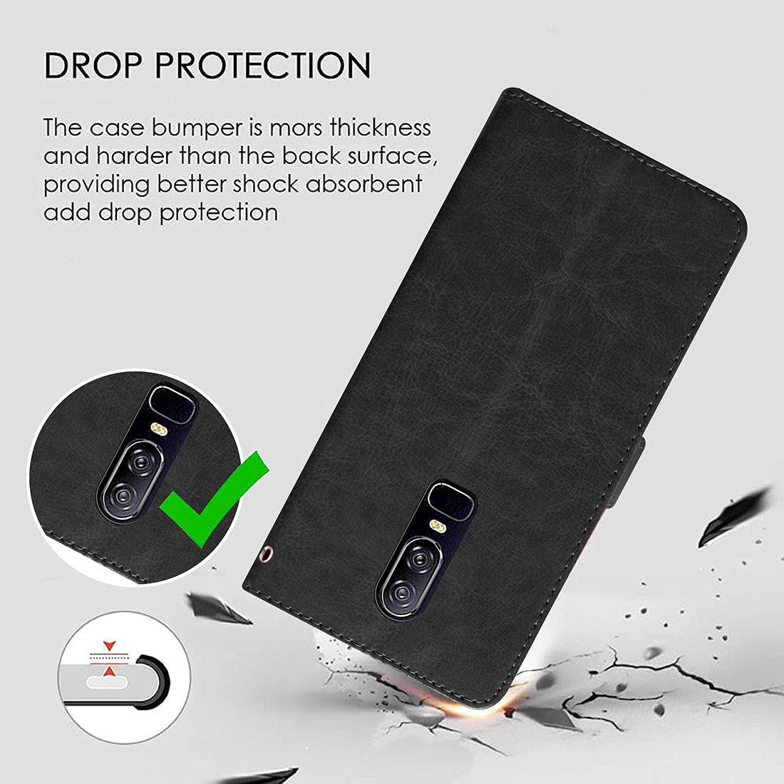 Premium Wallet Flip Cover for OnePlus 6 4G