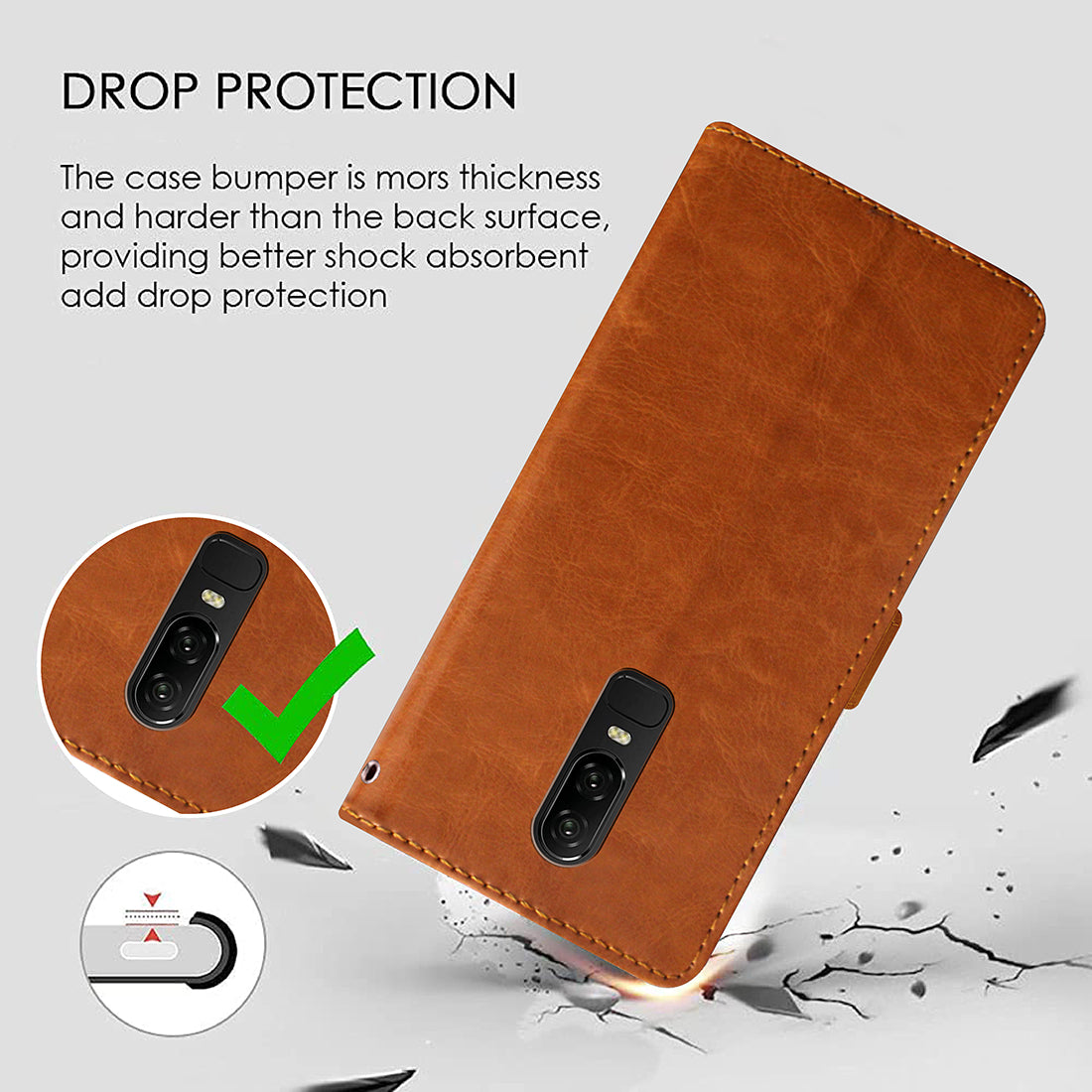 Premium Wallet Flip Cover for OnePlus 6