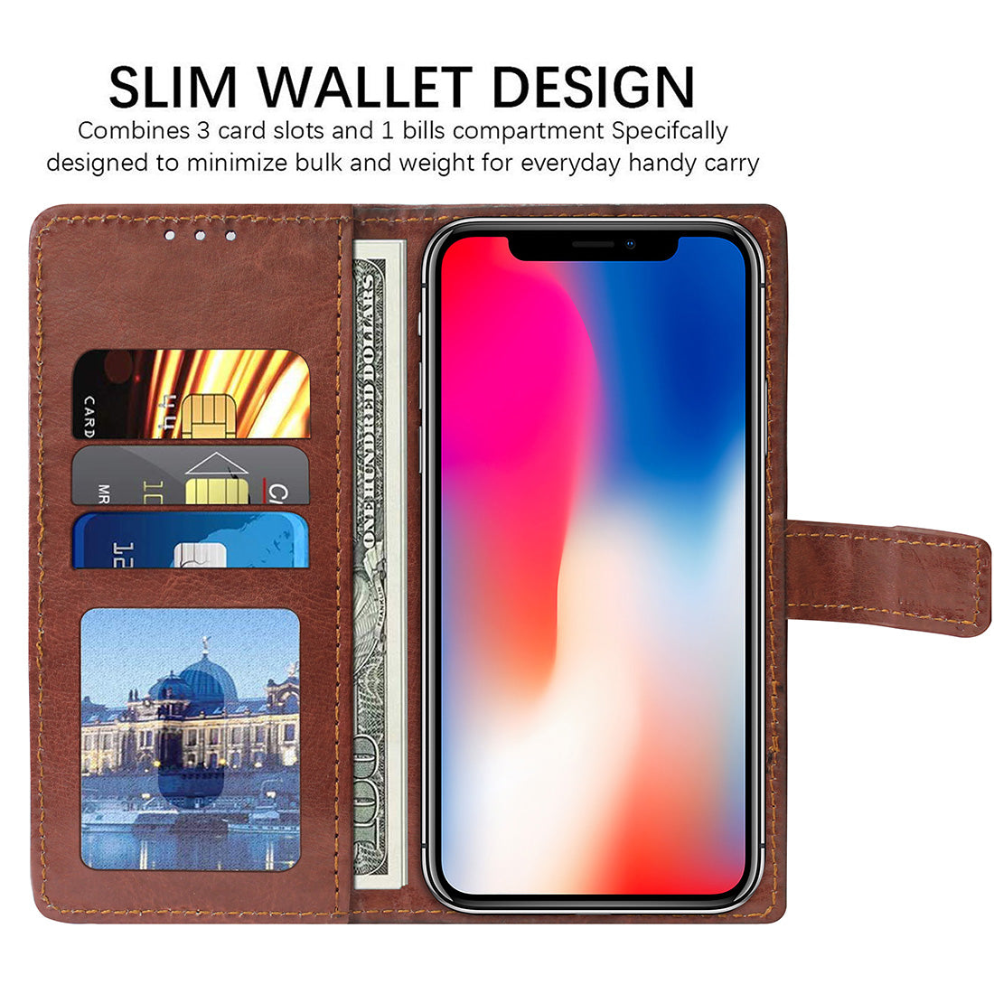 Premium Wallet Flip Cover for Apple iPhone X / XS