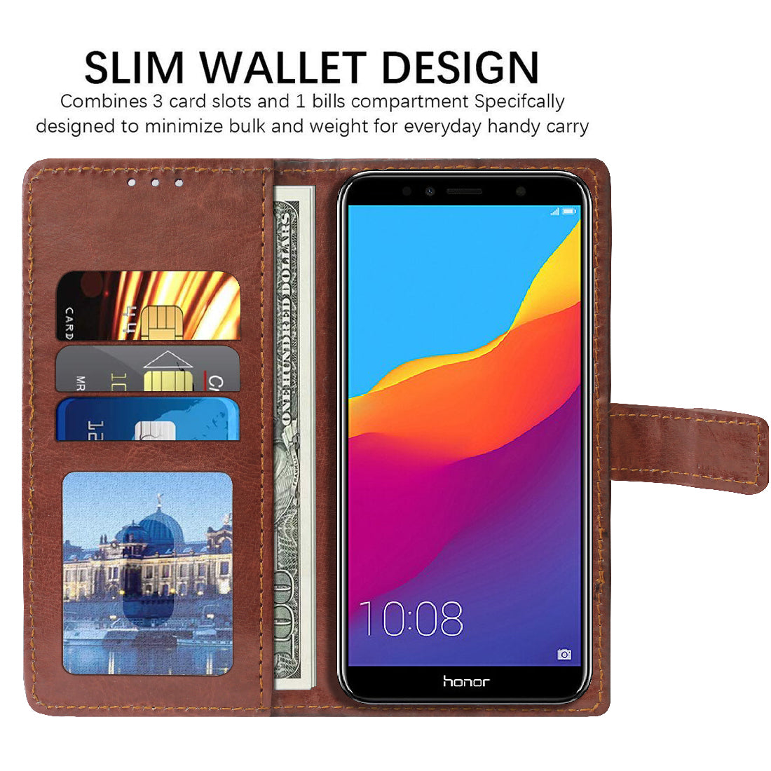 Premium Wallet Flip Cover for Huawei Honor 7S