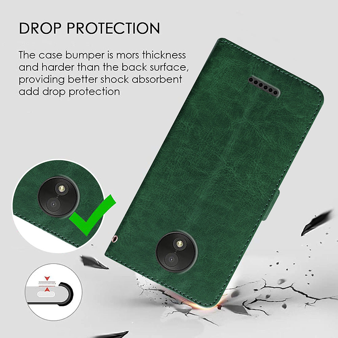 Premium Wallet Flip Cover for Motorola Moto C Plus