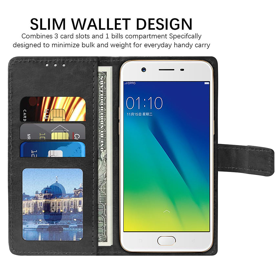 Premium Wallet Flip Cover for Oppo A57 4G