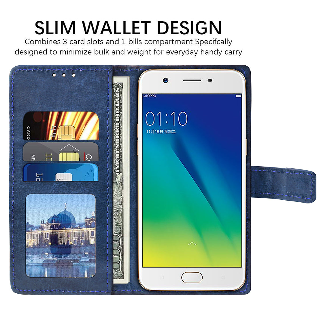 Premium Wallet Flip Cover for Oppo A57 4G