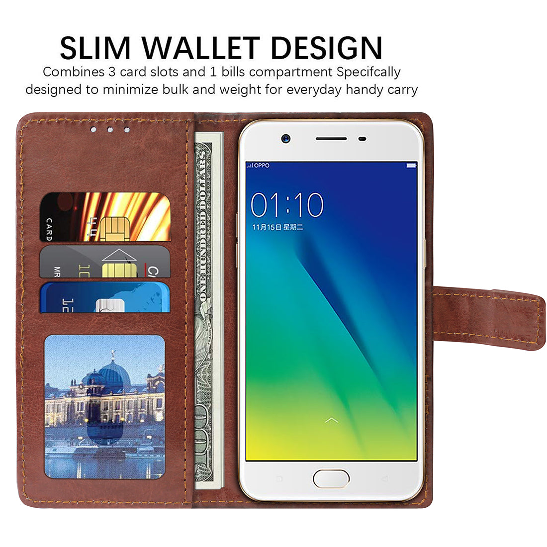 Premium Wallet Flip Cover for Oppo A57 4G