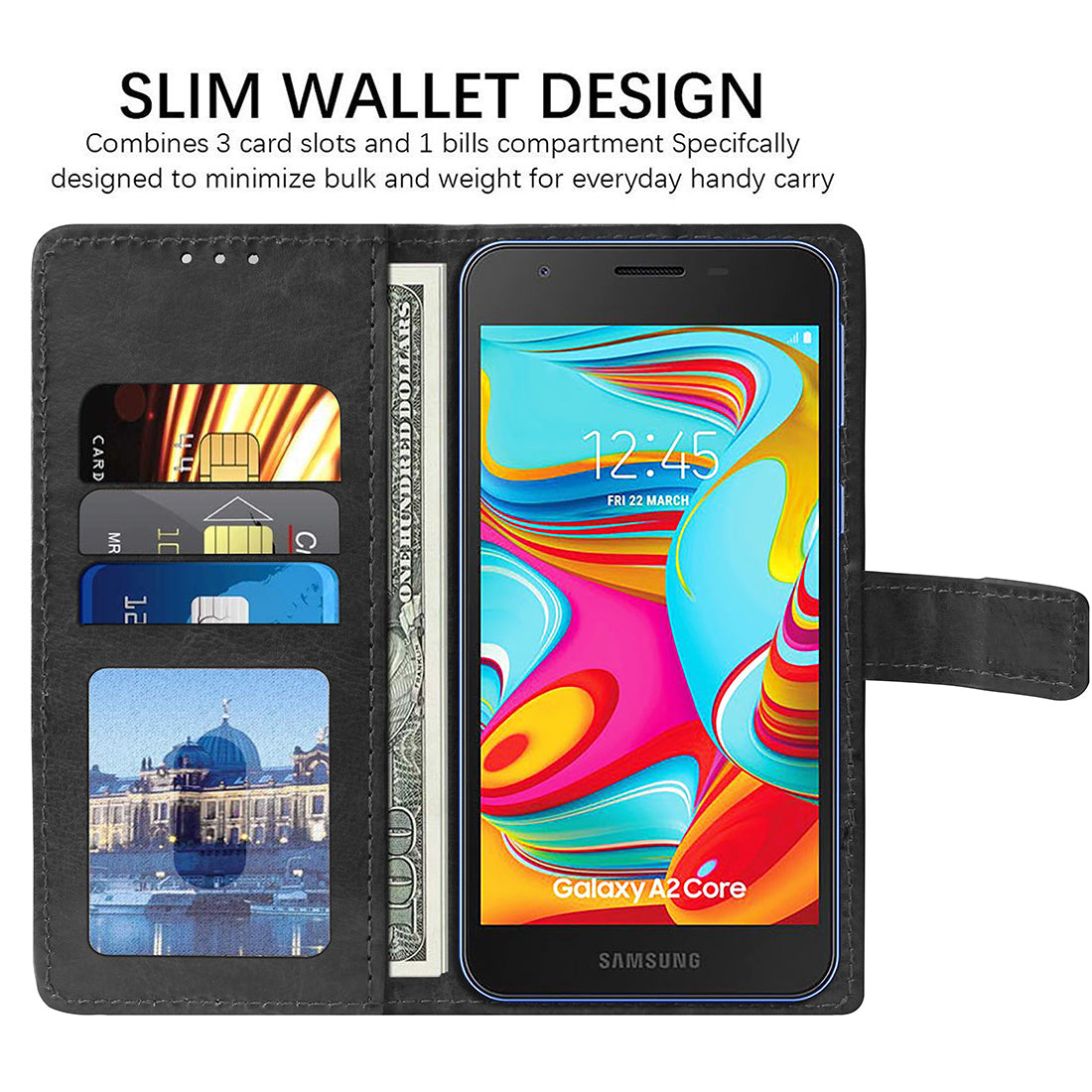 Premium Wallet Flip Cover for Samsung Galaxy A2 Core