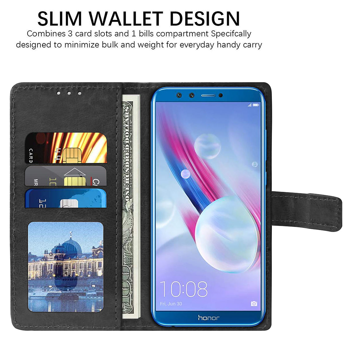 Premium Wallet Flip Cover for Huawei Honor 9 Lite 4G
