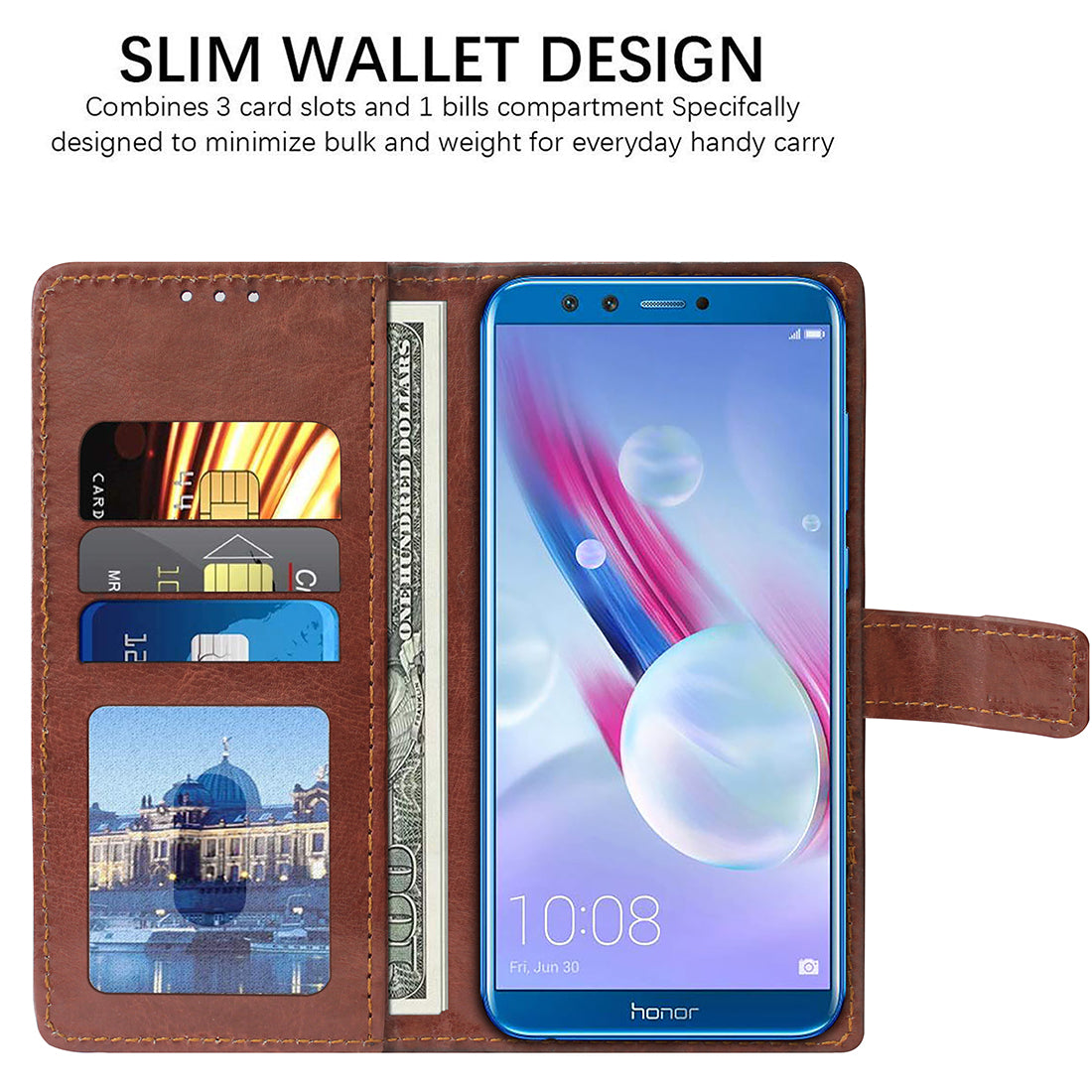 Premium Wallet Flip Cover for Huawei Honor 9 Lite 4G