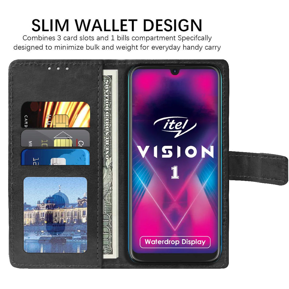 Premium Wallet Flip Cover for Itel Vision 1