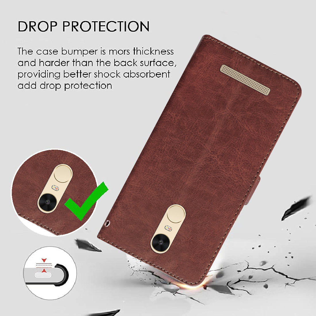 Premium Wallet Flip Cover for Mi Redmi Note 3 4G