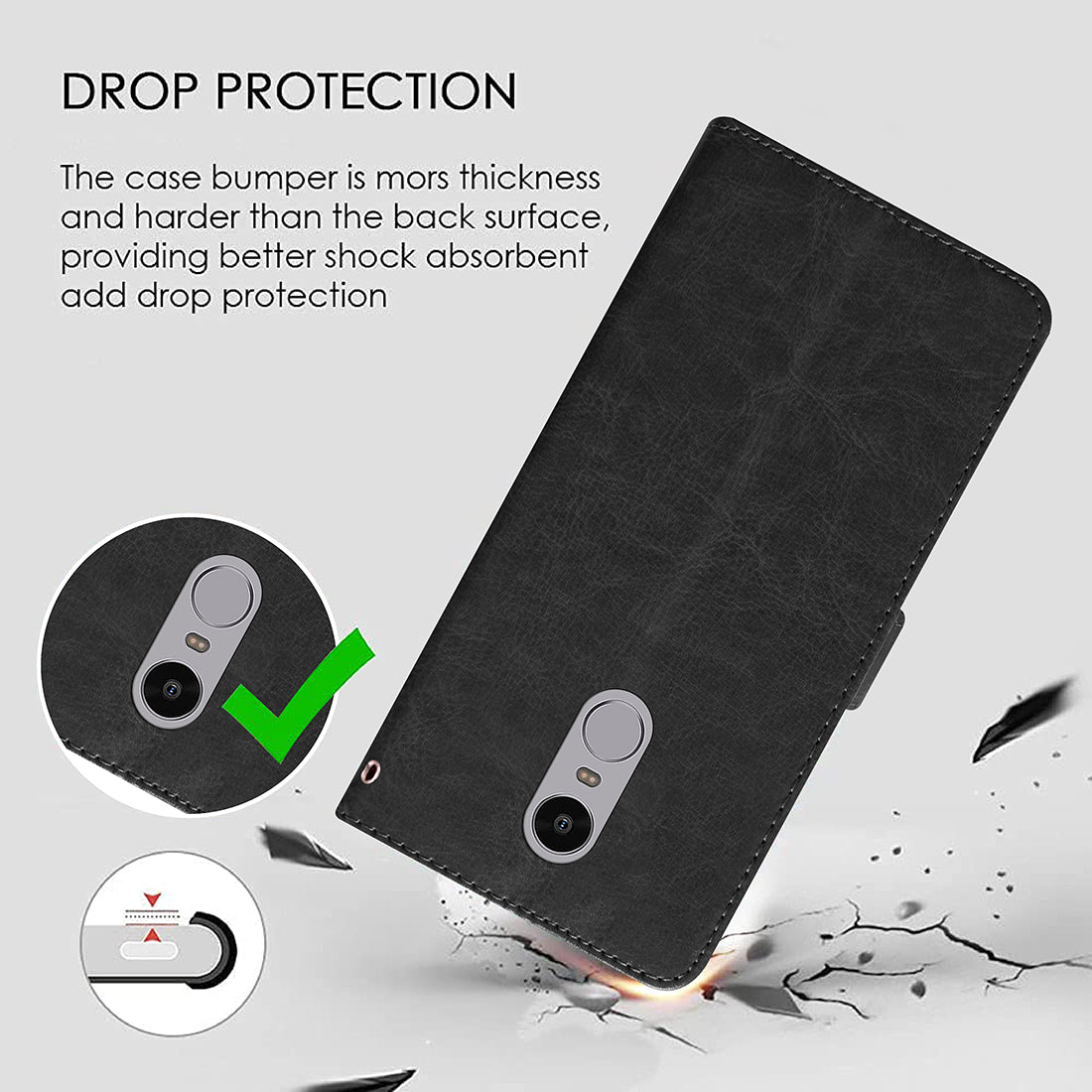 Premium Wallet Flip Cover for Mi Redmi Note 4 4G