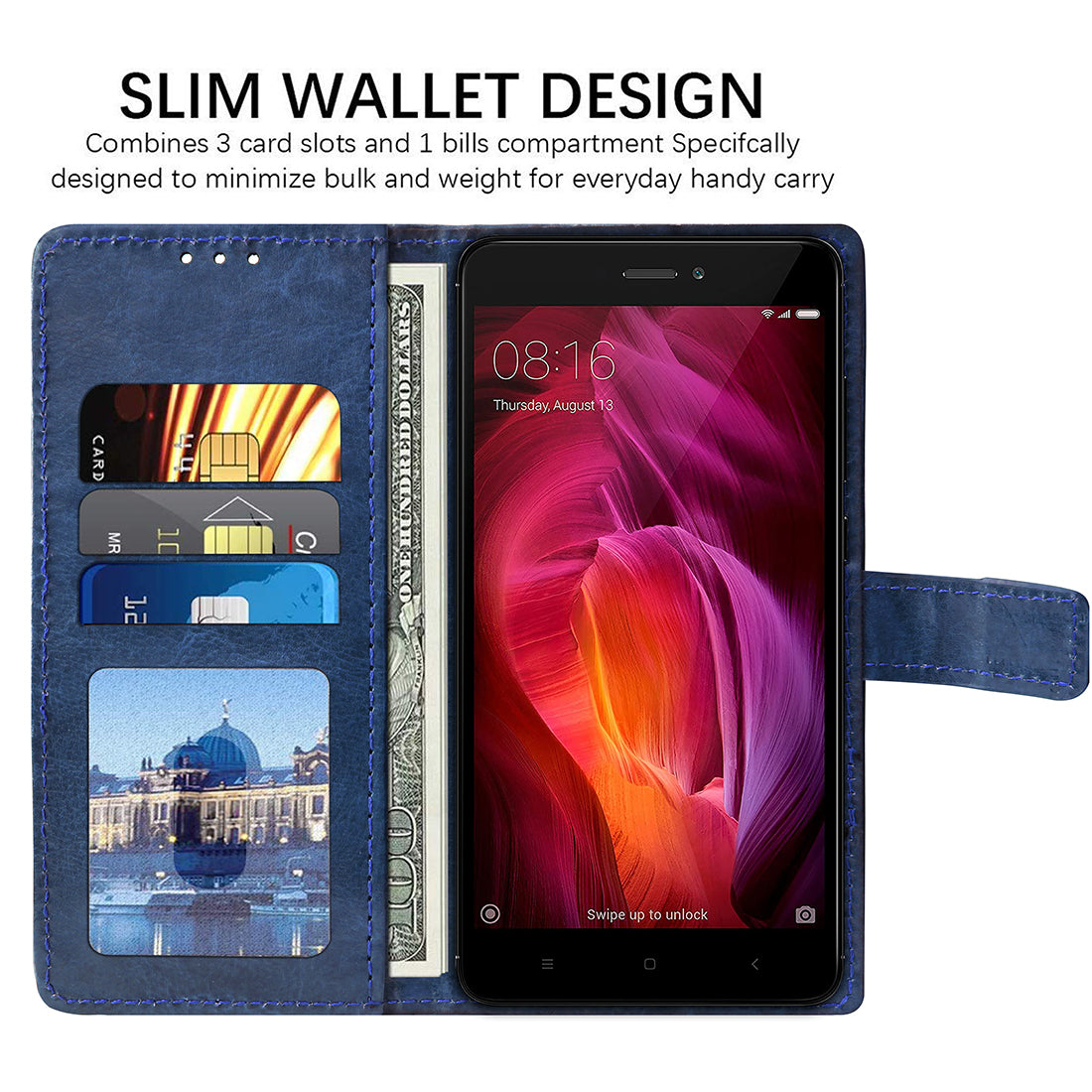 Premium Wallet Flip Cover for Mi Redmi Note 4 4G