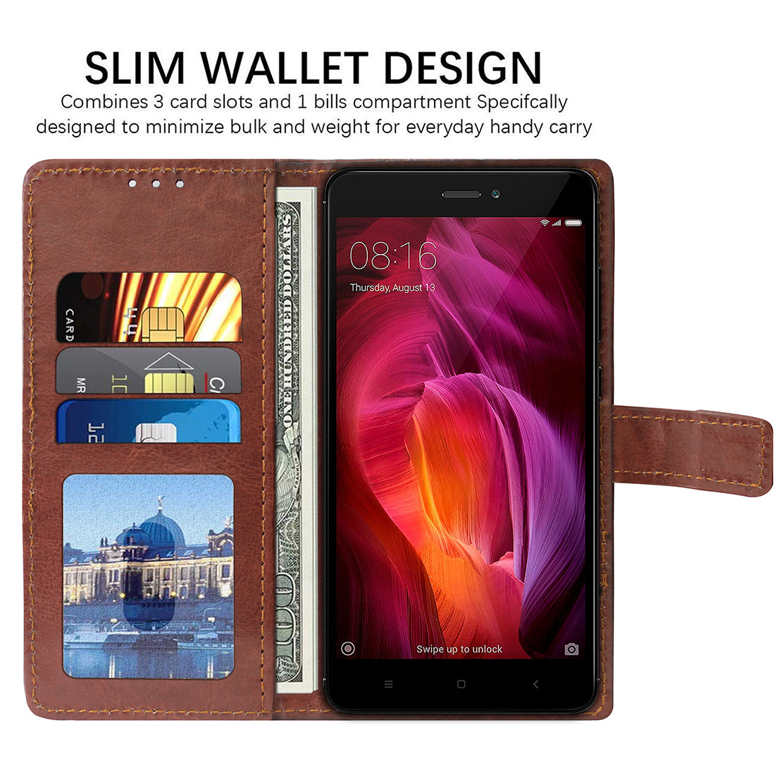 Premium Wallet Flip Cover for Mi Redmi Note 4 4G