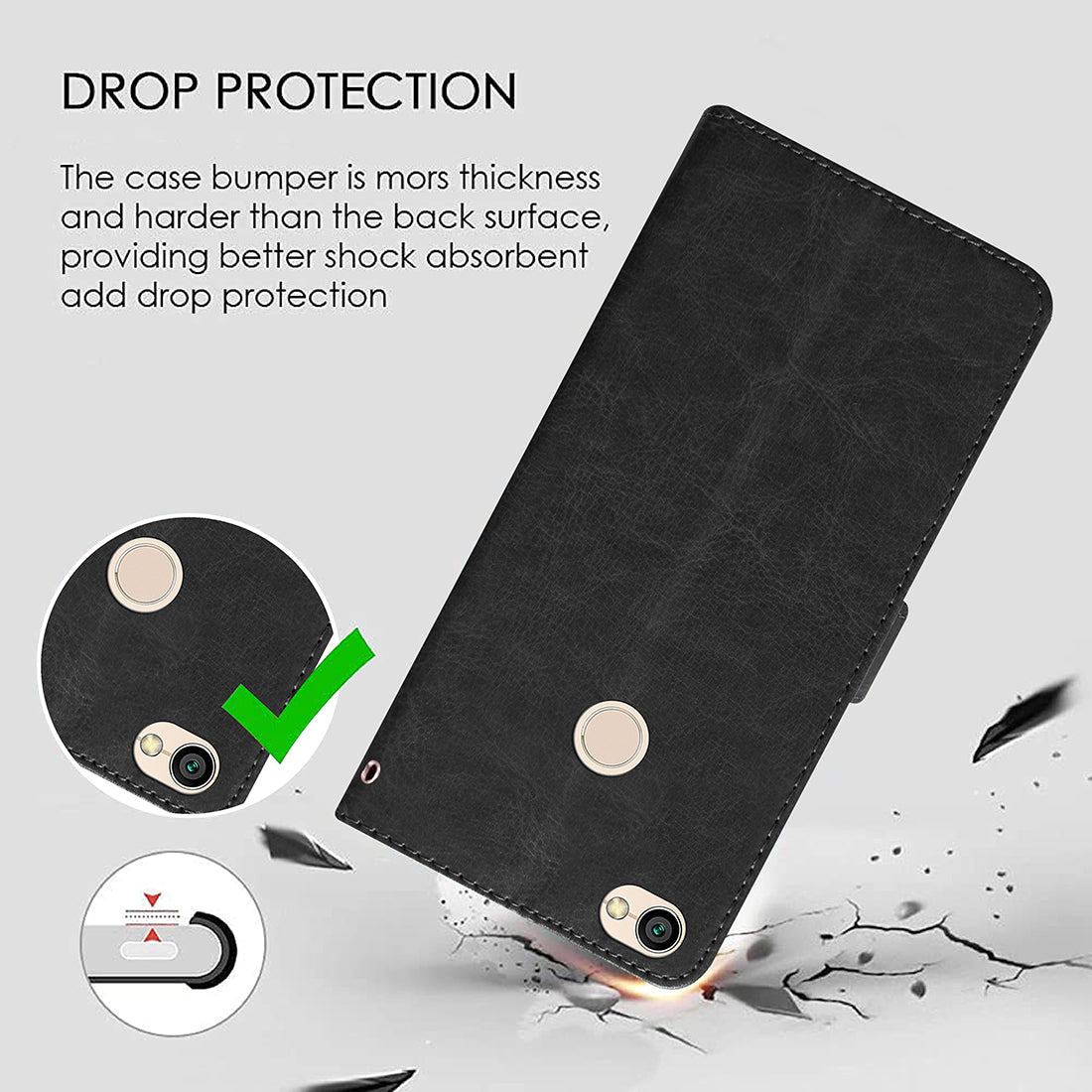 Premium Wallet Flip Cover for Mi Redmi Y1 4G