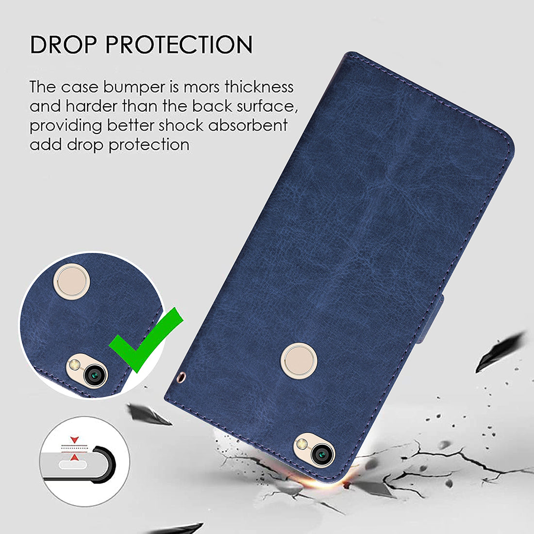 Premium Wallet Flip Cover for Mi Redmi Y1 4G