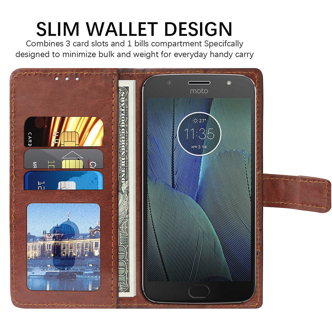 Premium Wallet Flip Cover for Motorola Moto G5S Plus