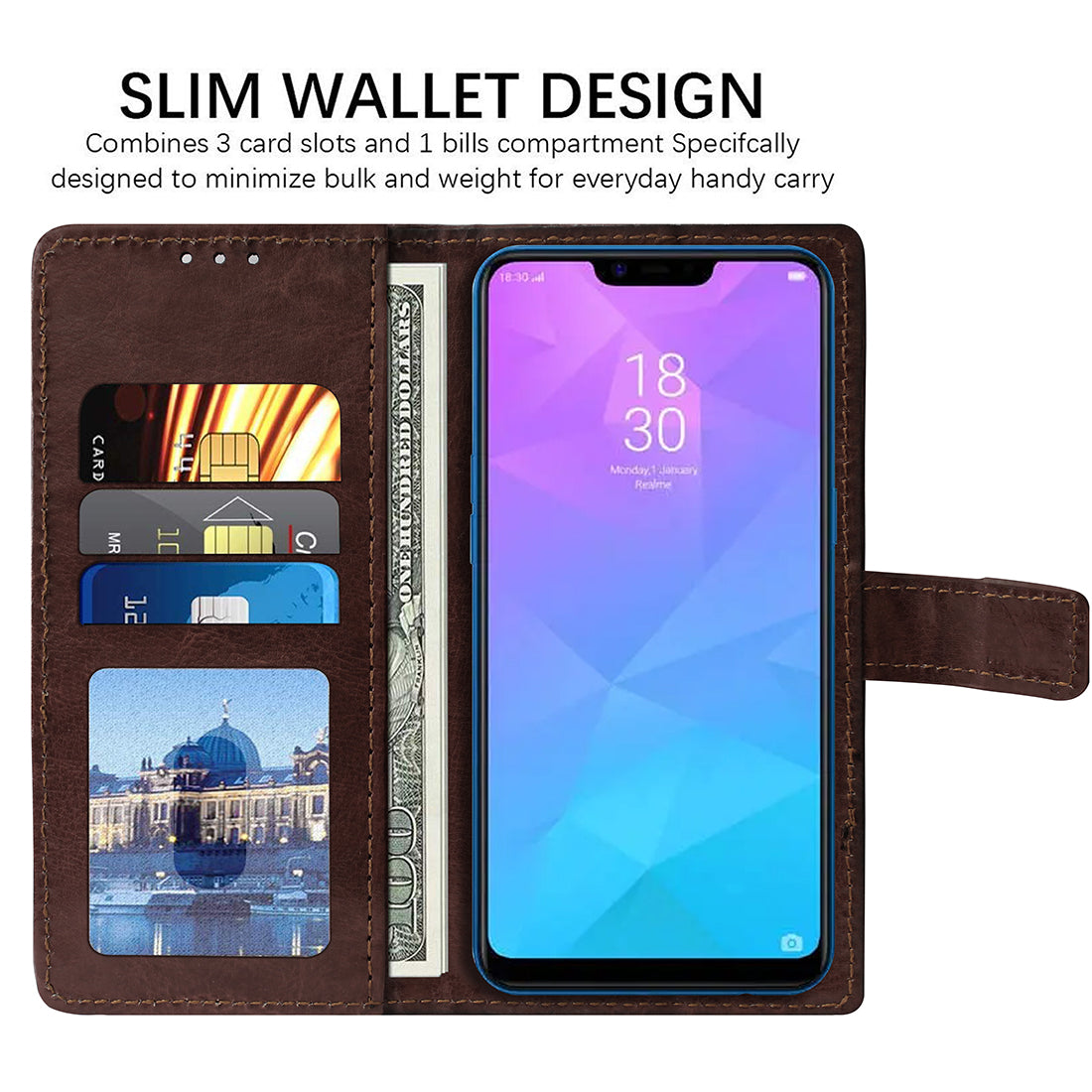Premium Wallet Flip Cover for Realme 2