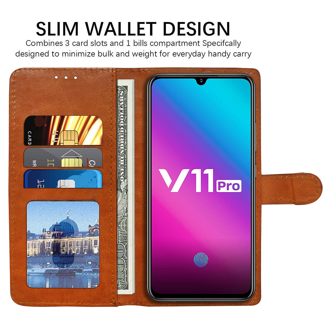 Premium Wallet Flip Cover for Vivo V11 Pro 4G