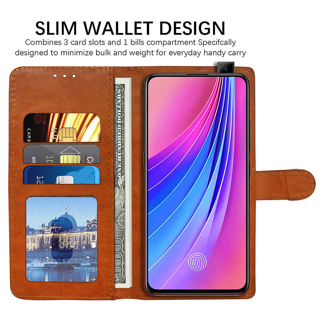 Premium Wallet Flip Cover for Vivo V15 Pro