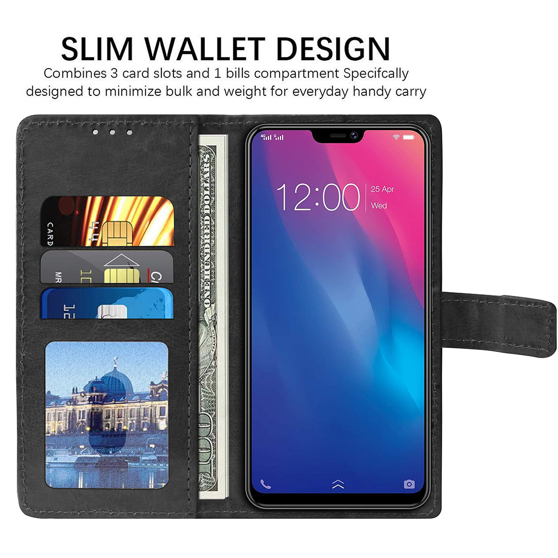 Premium Wallet Flip Cover for Vivo V9 / V9 Pro