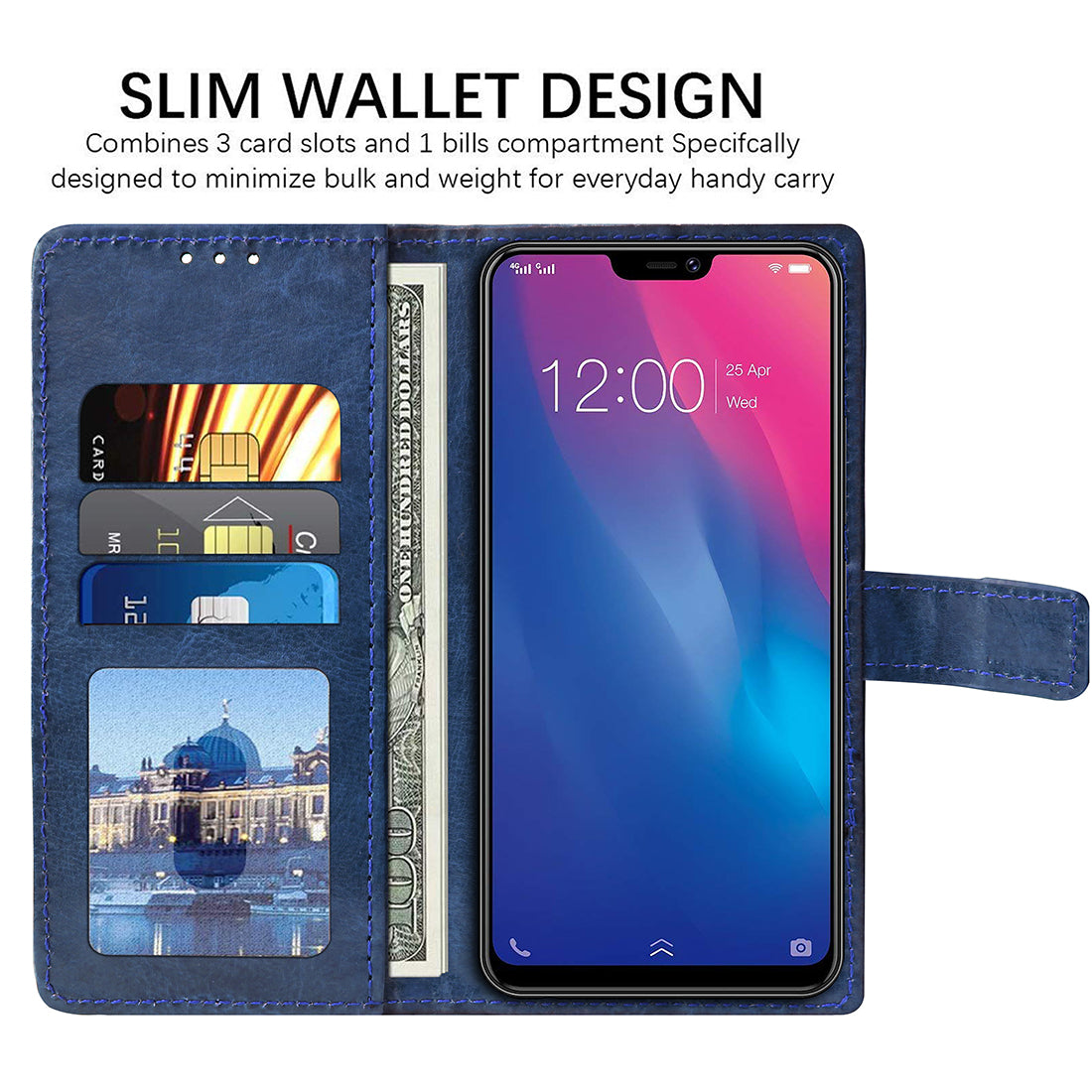 Premium Wallet Flip Cover for Vivo V9 / V9 Pro