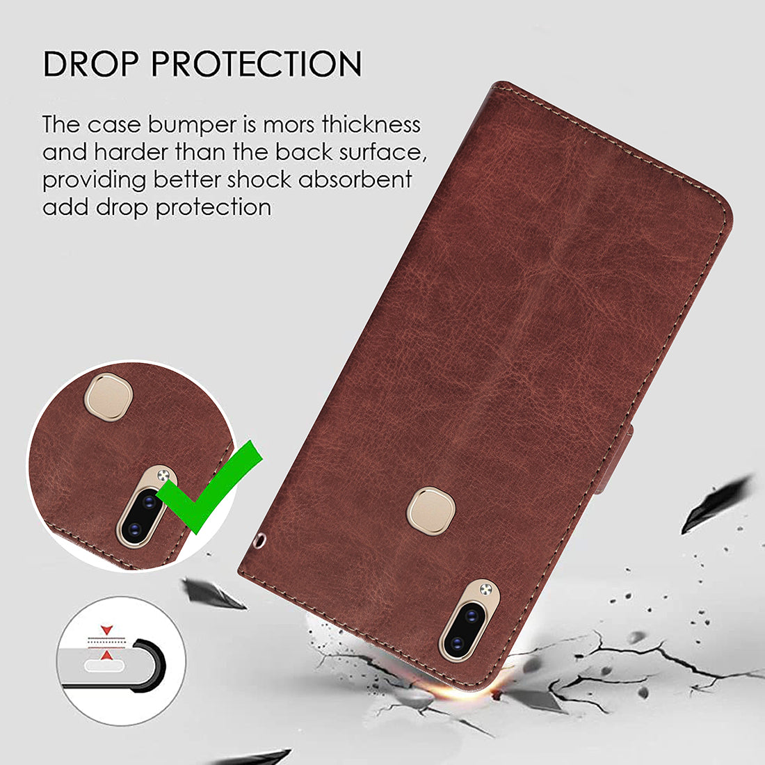 Premium Wallet Flip Cover for Vivo V9 / V9 Pro