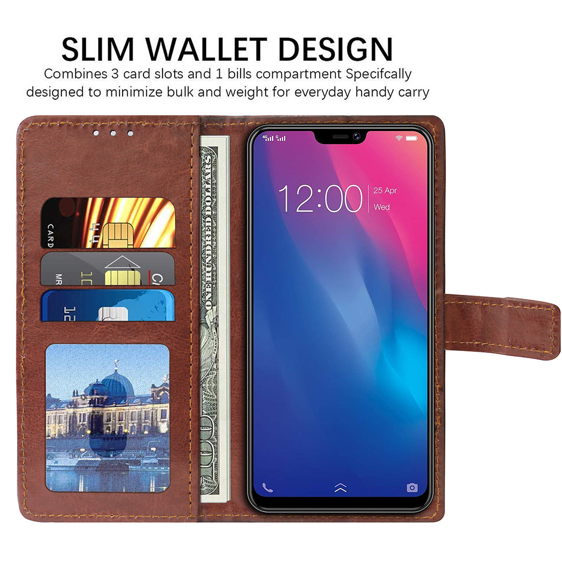 Premium Wallet Flip Cover for Vivo V9 / V9 Pro