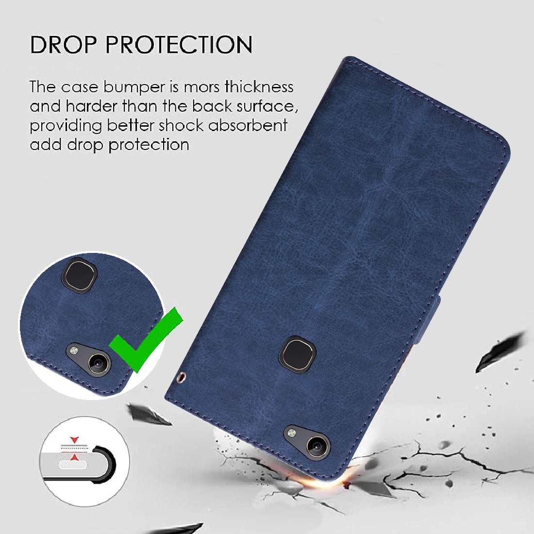 Premium Wallet Flip Cover for Vivo Y81 4G / Y81i 4G