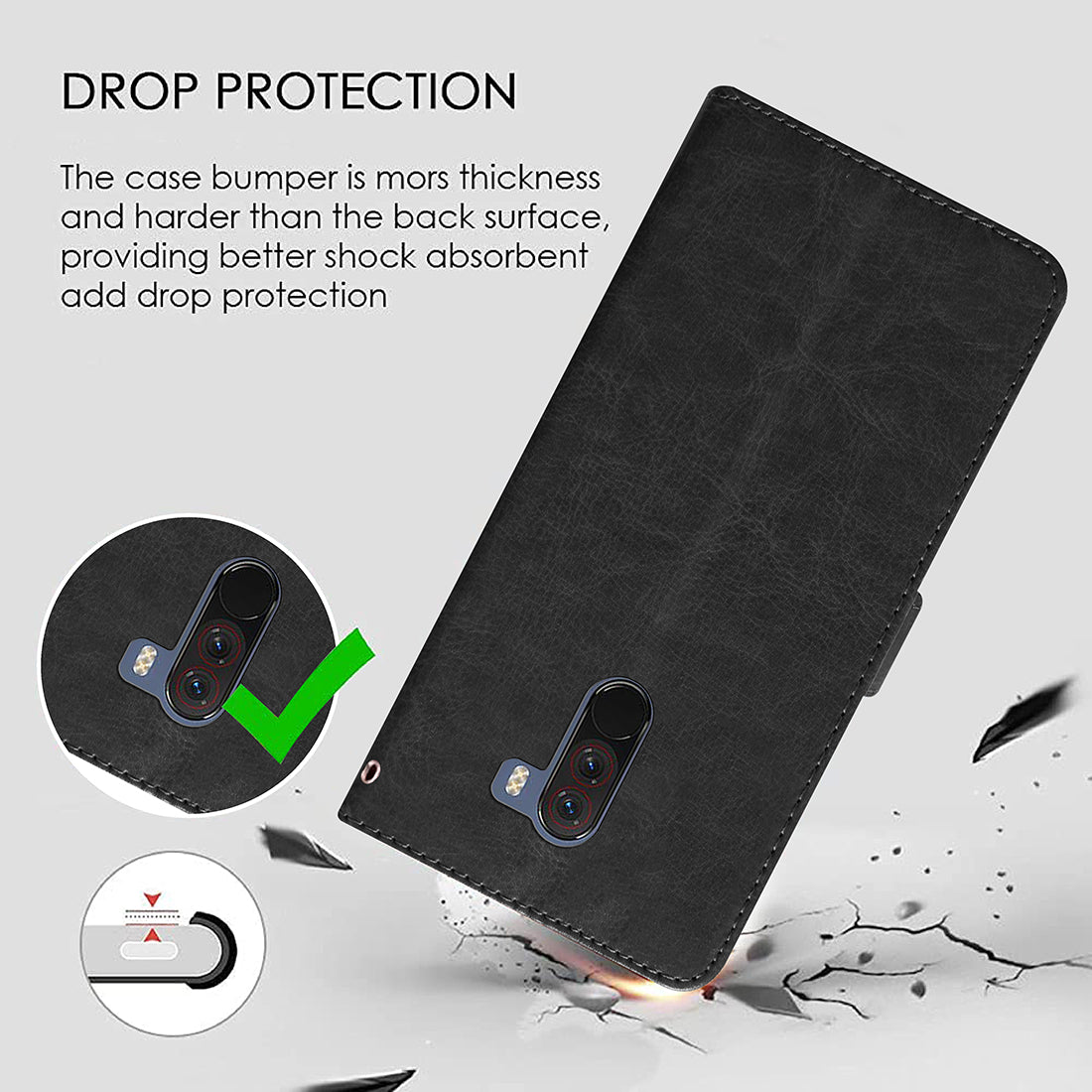 Premium Wallet Flip Cover for Xiaomi Pocophone F1