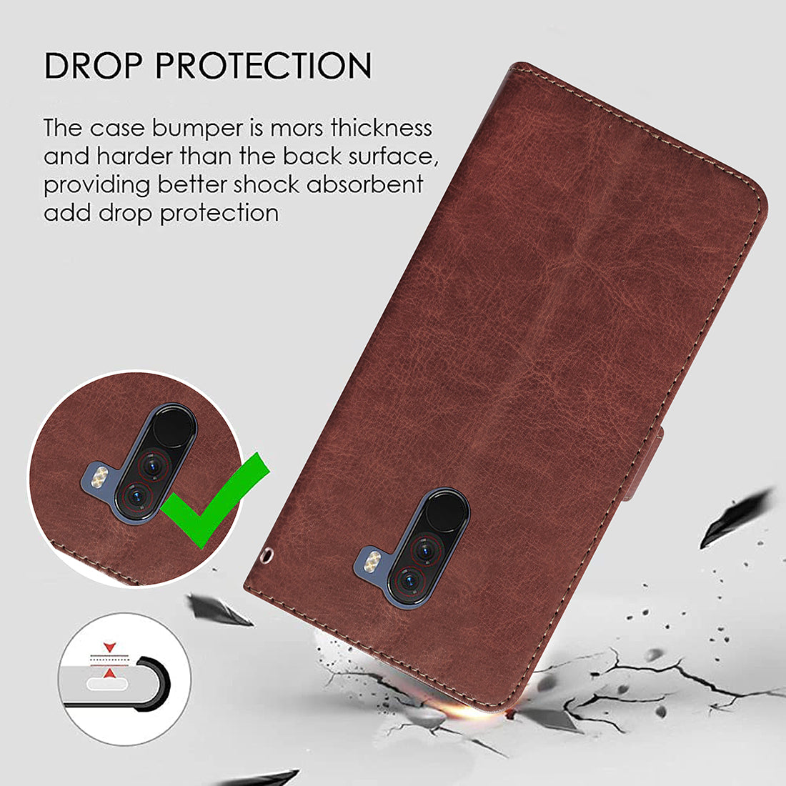 Premium Wallet Flip Cover for Xiaomi Pocophone F1