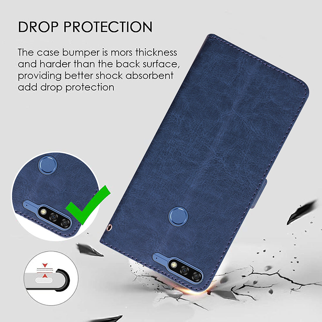 Premium Wallet Flip Cover for Huawei Honor 7C 4G