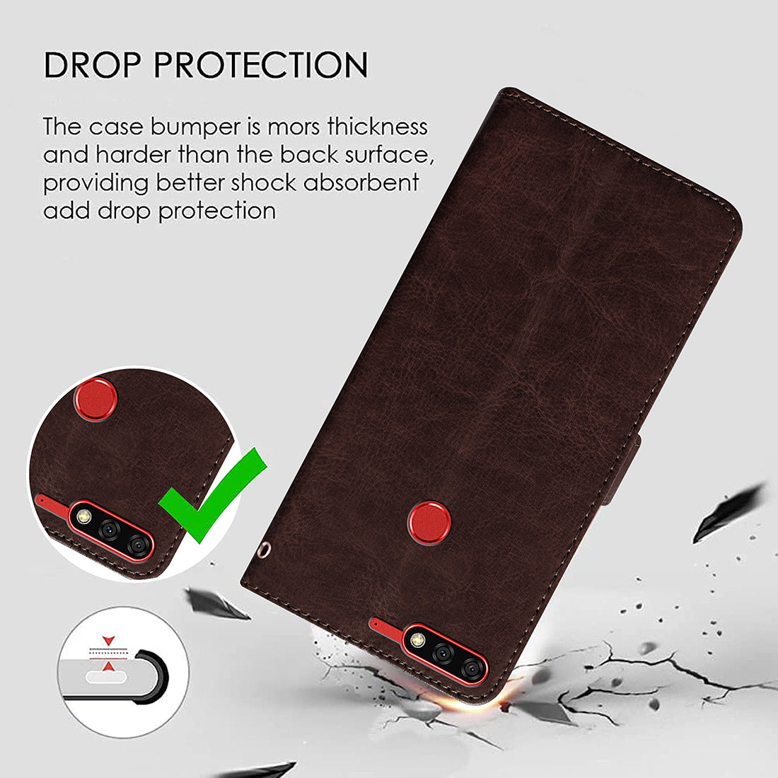 Premium Wallet Flip Cover for Huawei Honor 7C