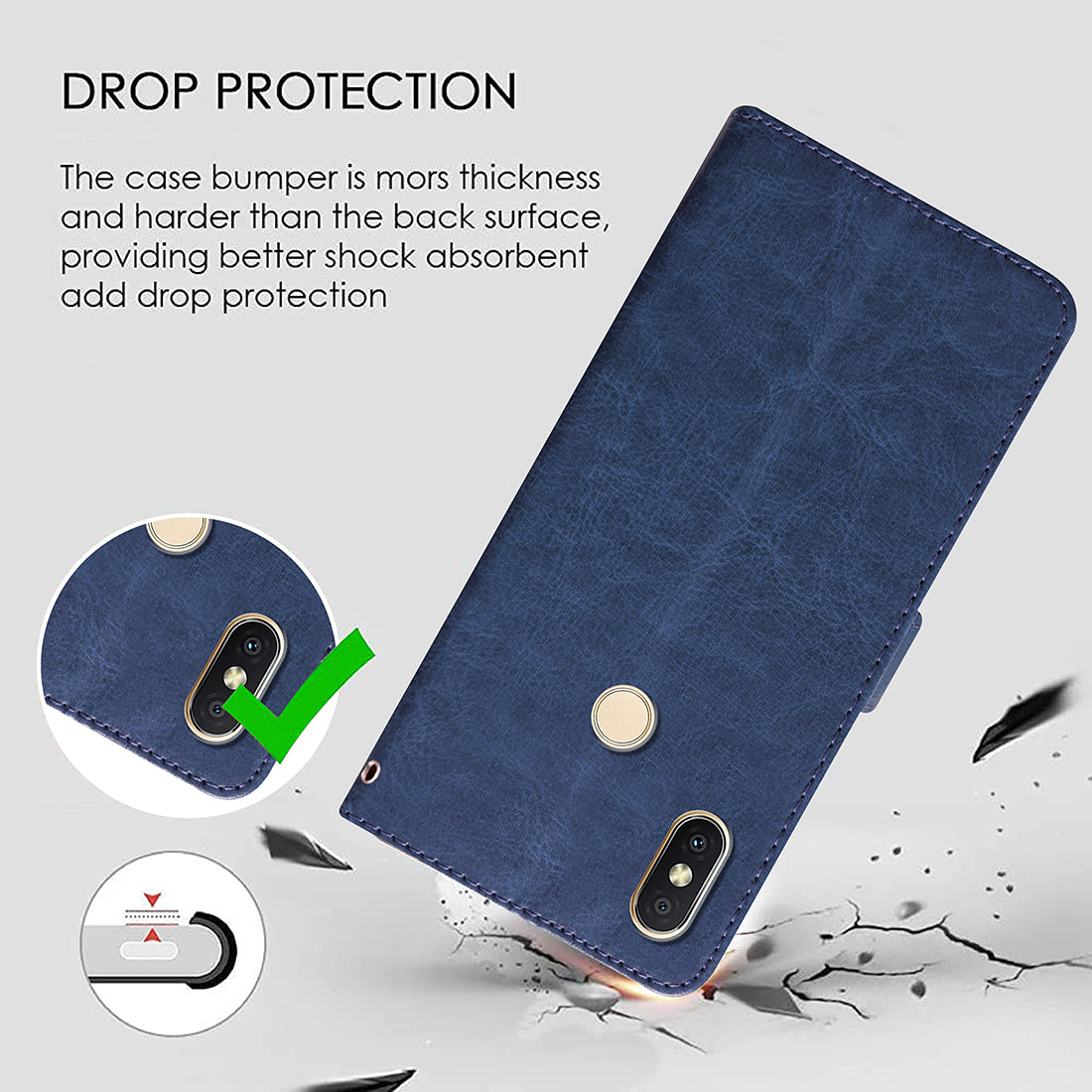 Premium Wallet Flip Cover for Mi Redmi Y2