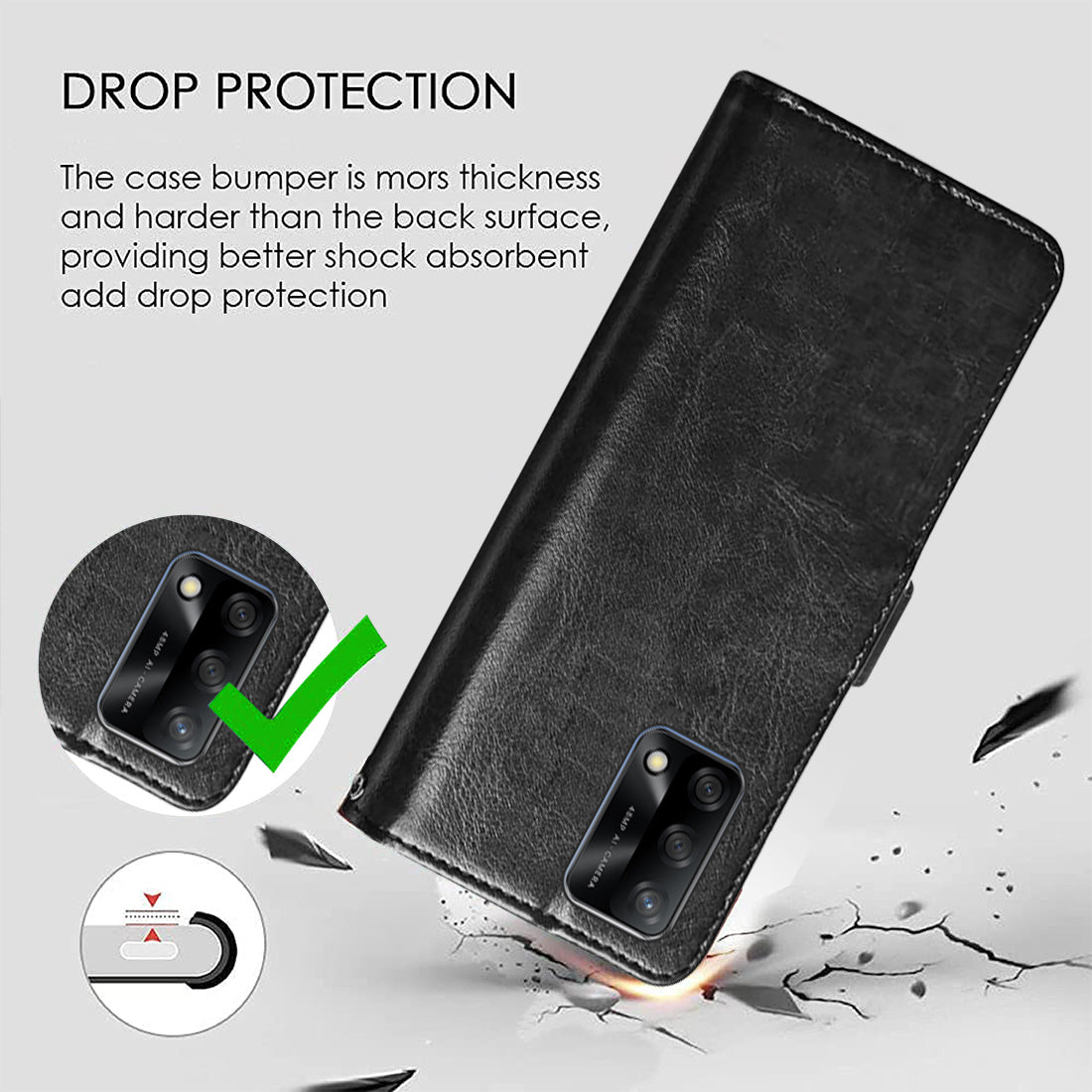 Premium Wallet Flip Cover for Oppo A74 4G