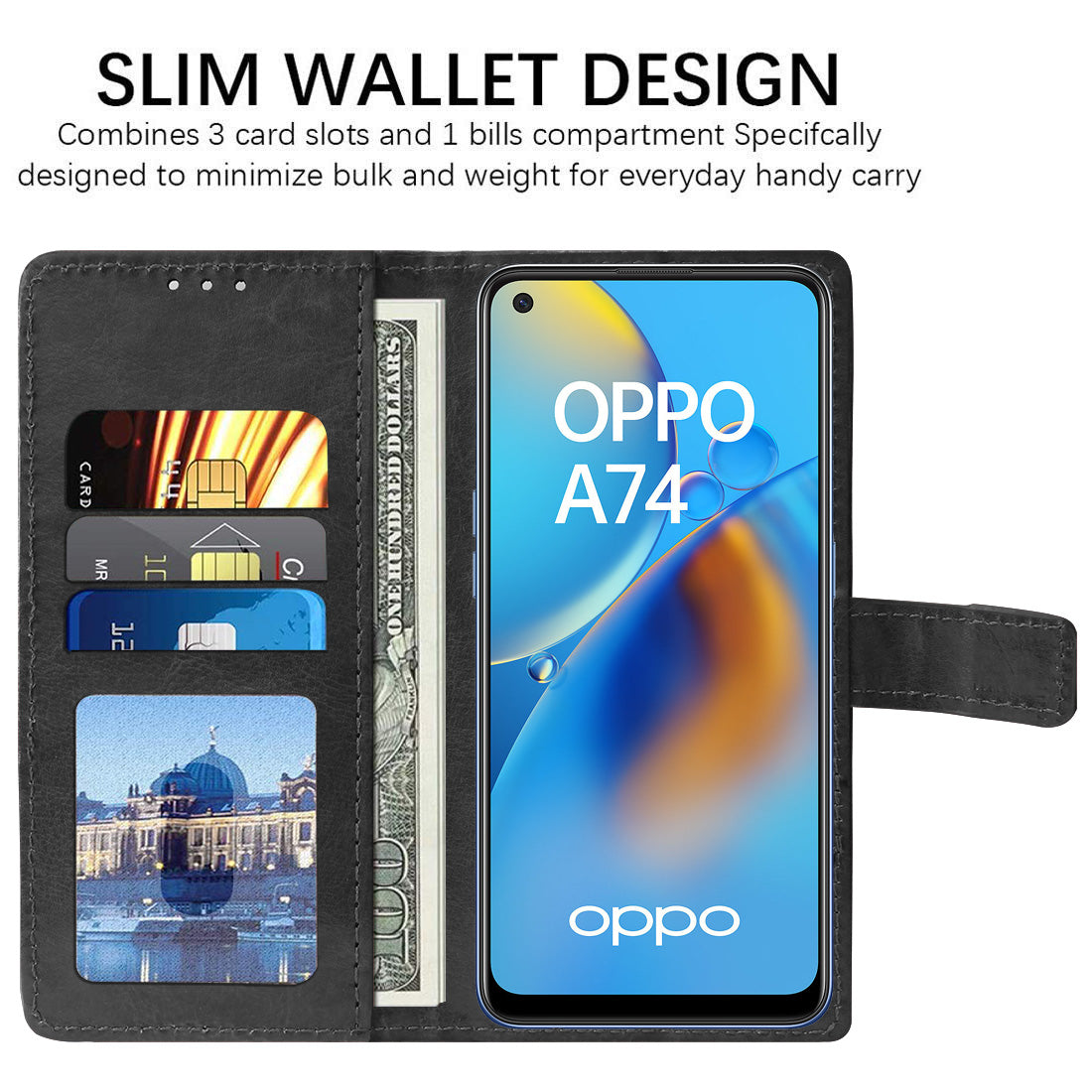 Premium Wallet Flip Cover for Oppo A74 4G