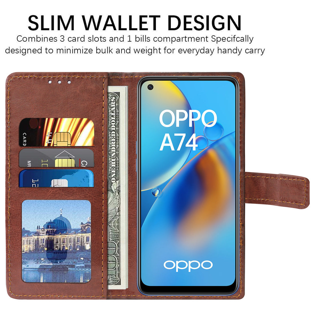 Premium Wallet Flip Cover for Oppo A74 4G