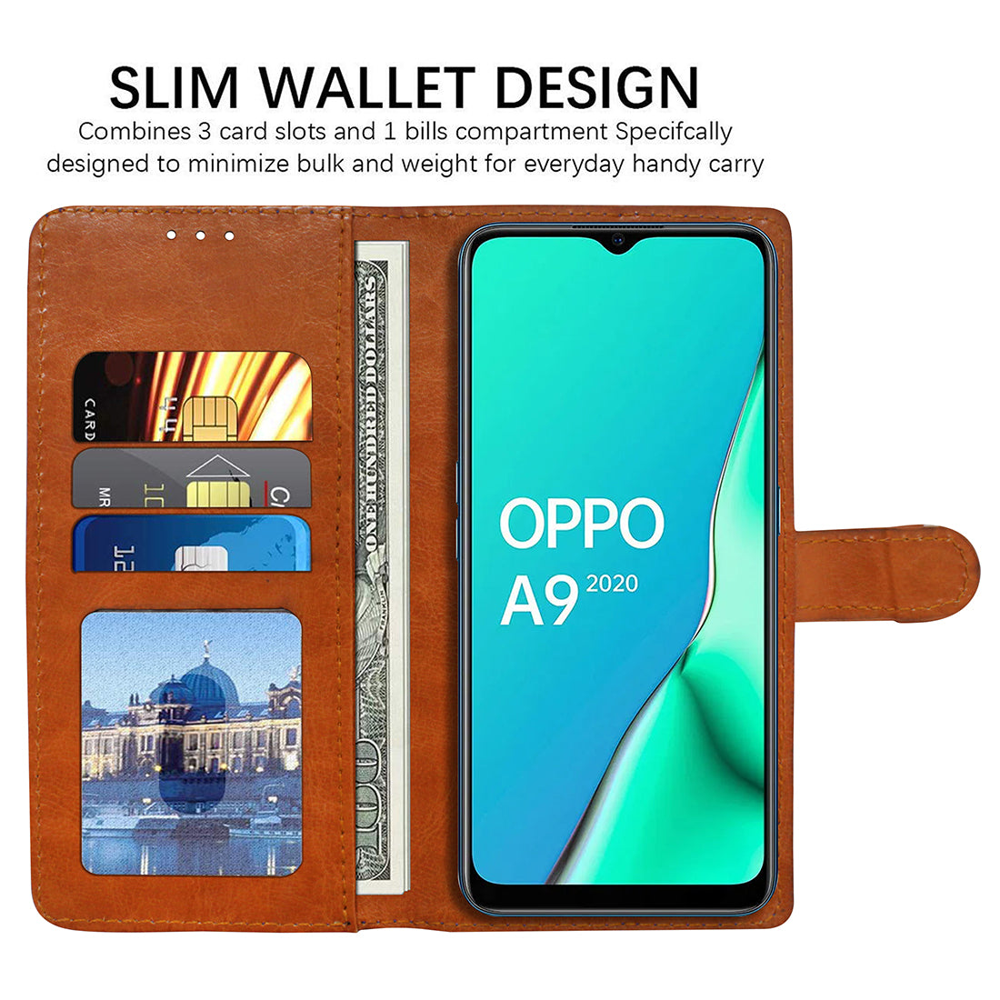 Premium Wallet Flip Cover for Oppo A9 (2020)