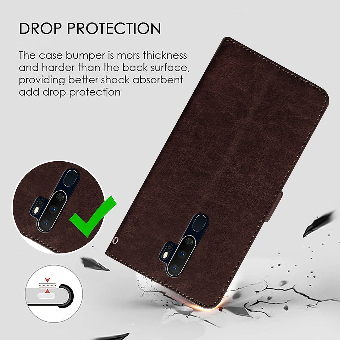 Premium Wallet Flip Cover for Oppo A9 (2020)