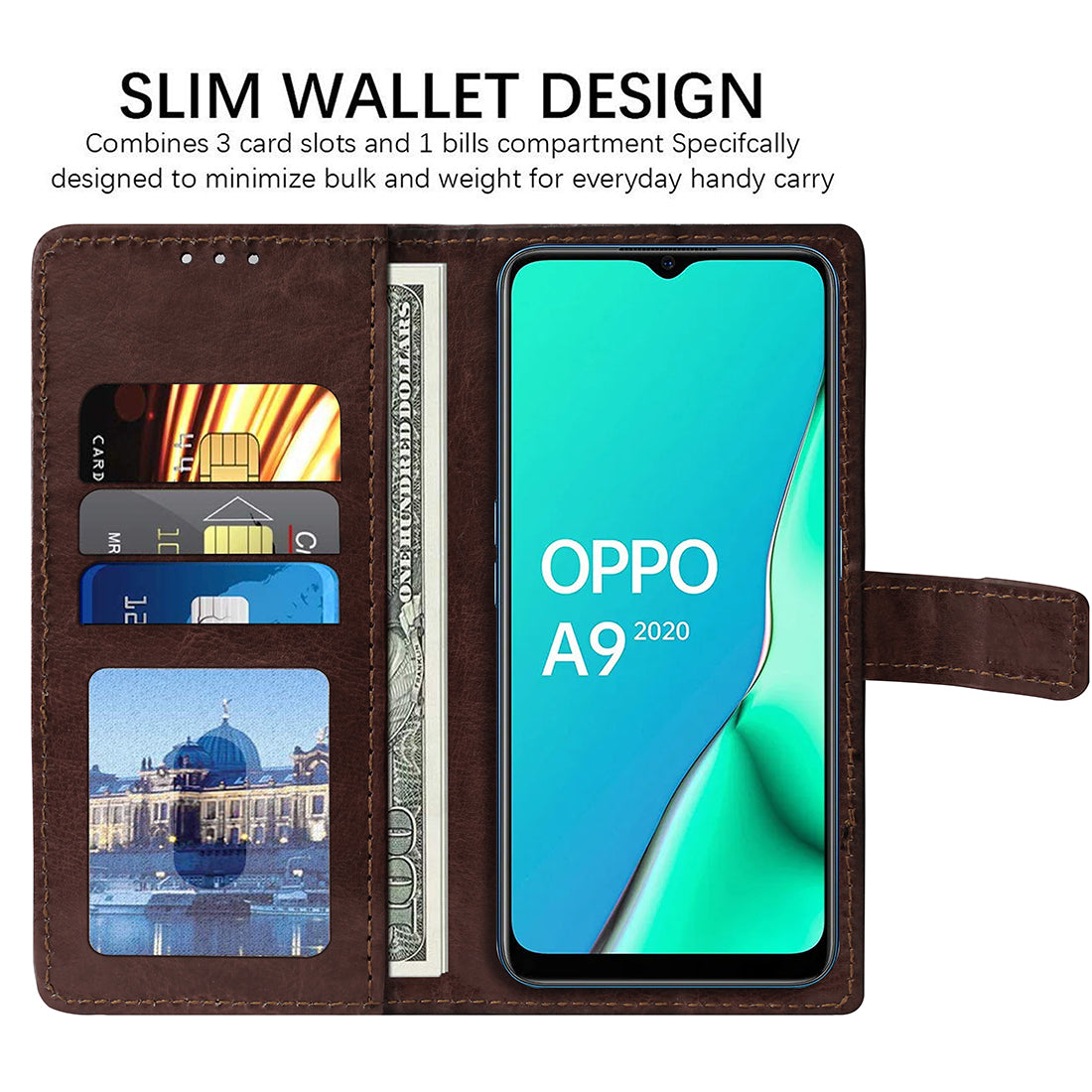 Premium Wallet Flip Cover for Oppo A9 (2020)