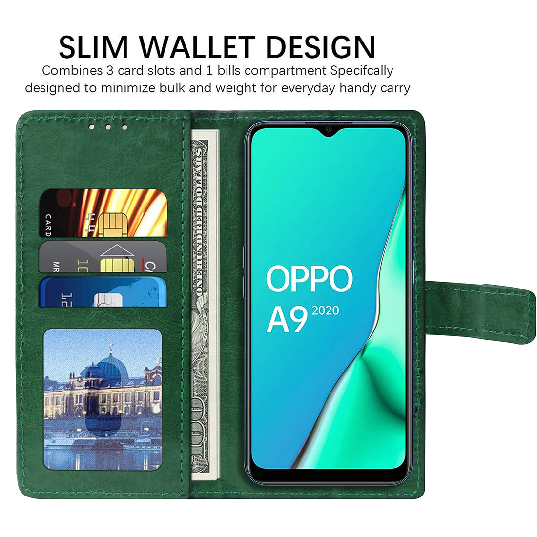 Premium Wallet Flip Cover for Oppo A9 (2020)