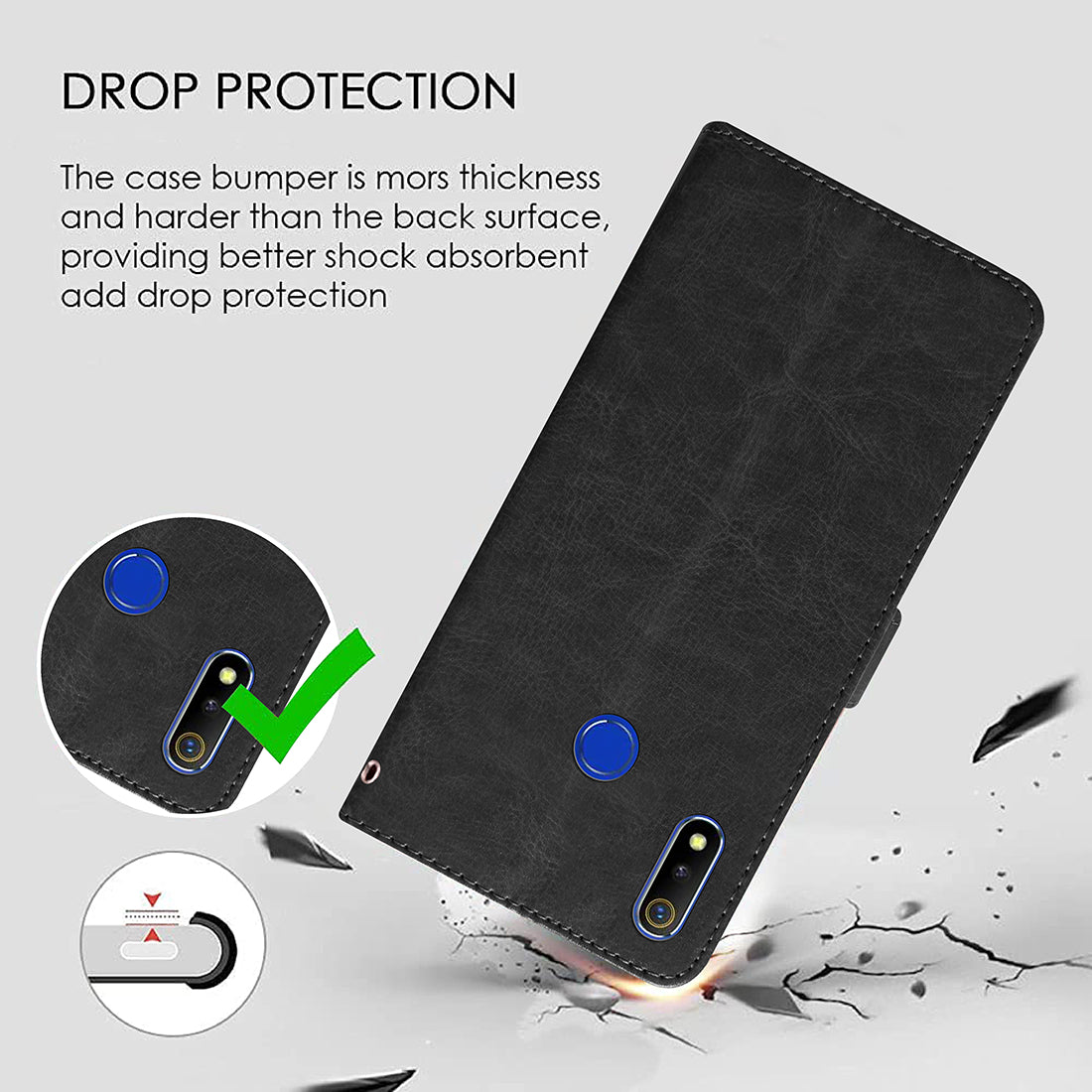 Premium Wallet Flip Cover for Realme 3 4G / 3i 4G