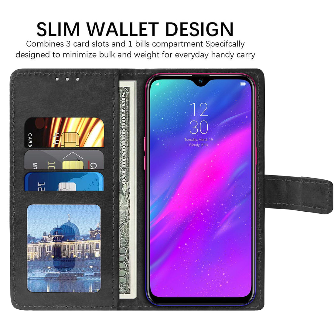 Premium Wallet Flip Cover for Realme 3 4G / 3i 4G