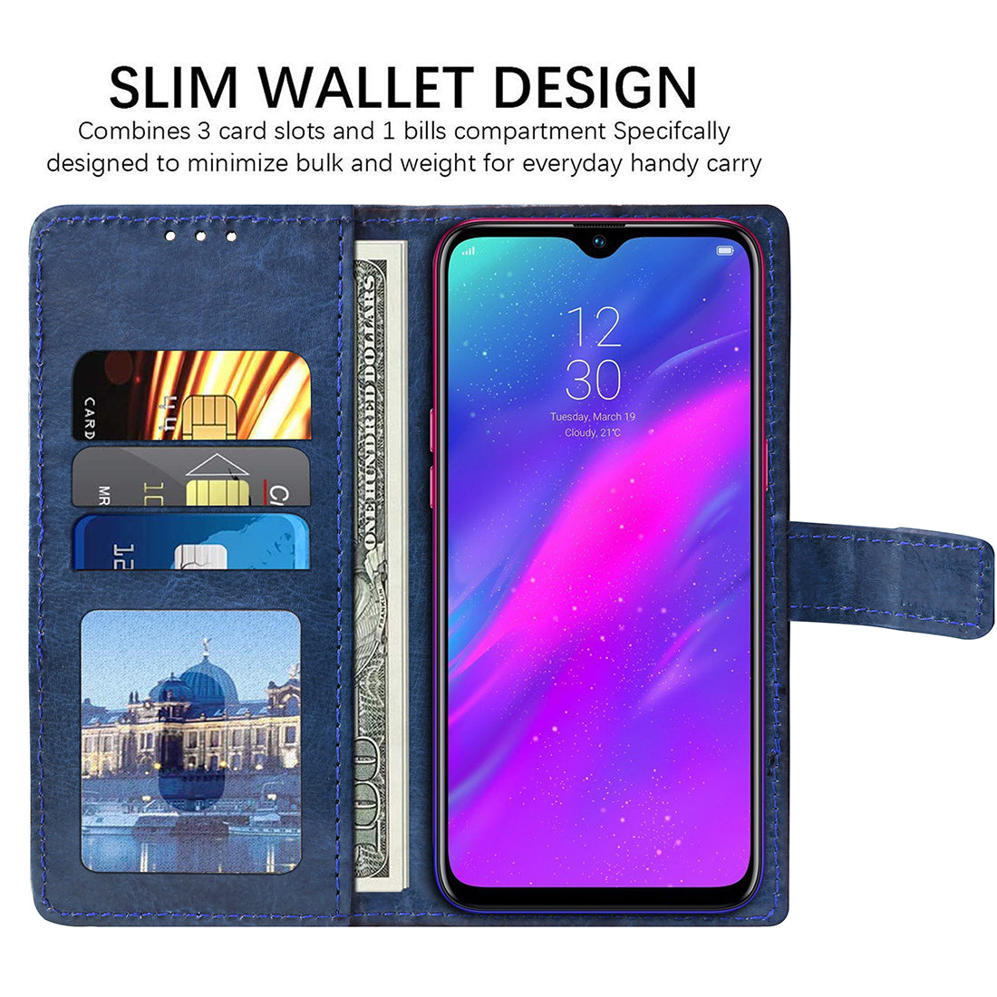 Premium Wallet Flip Cover for Realme 3 4G / 3i 4G